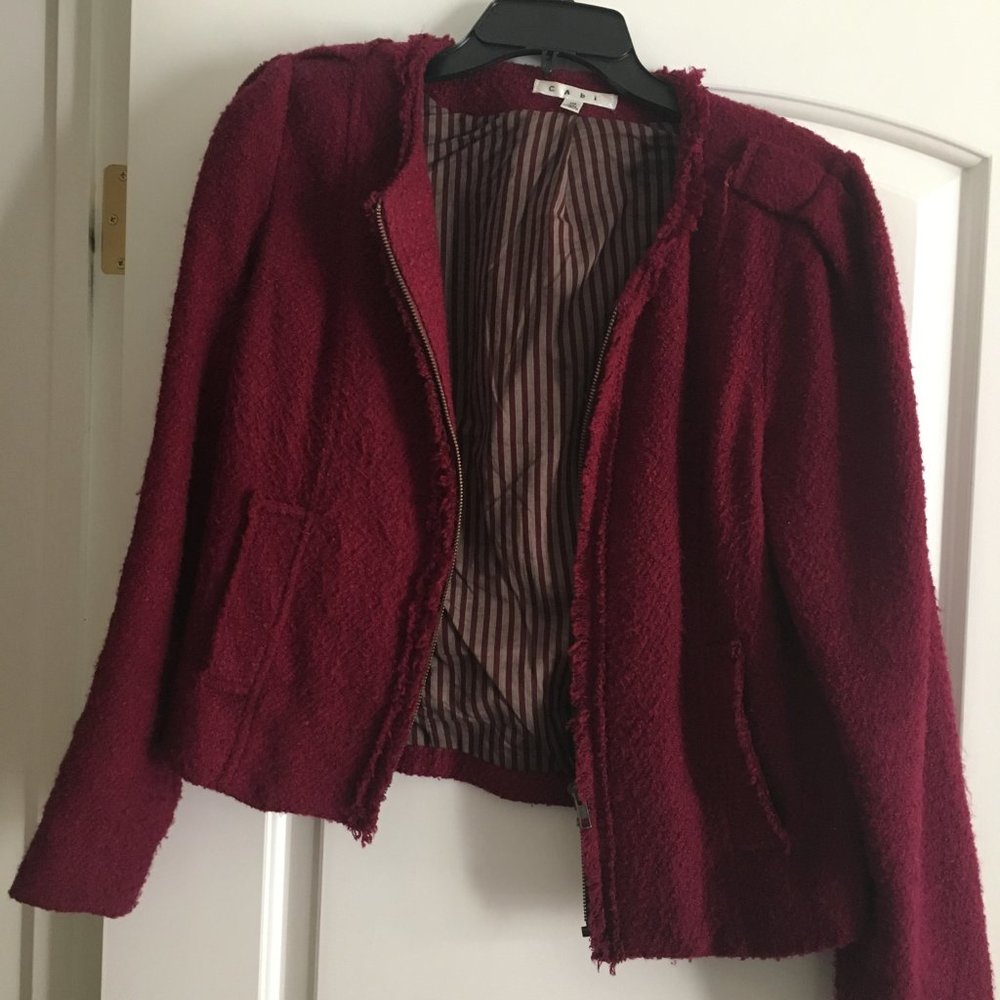 Wine wool Zip up CAbi Jacket style 530